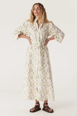 Adeline Linen Dress - Ikat Print