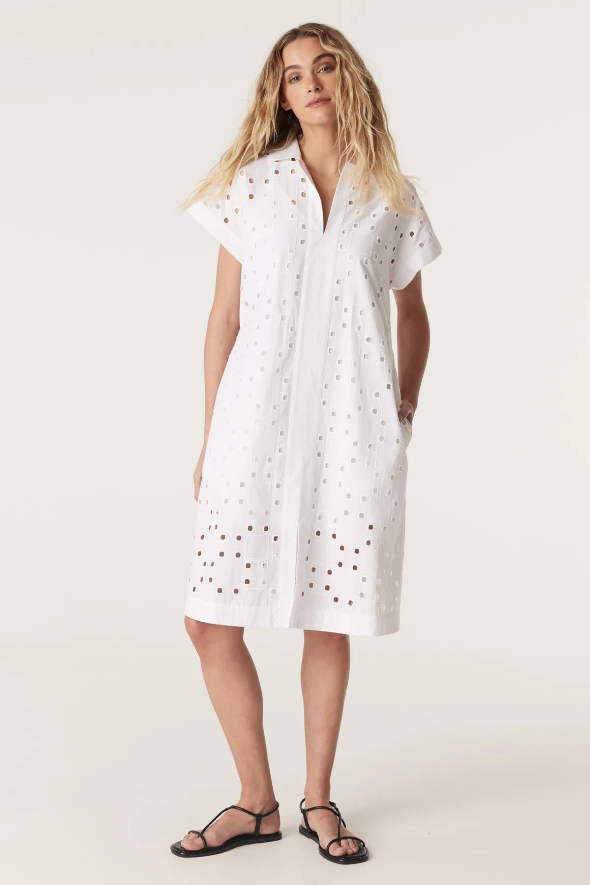 Ally Embroidered Dress - White