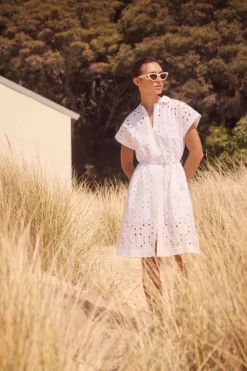 Ally Embroidered Dress - White