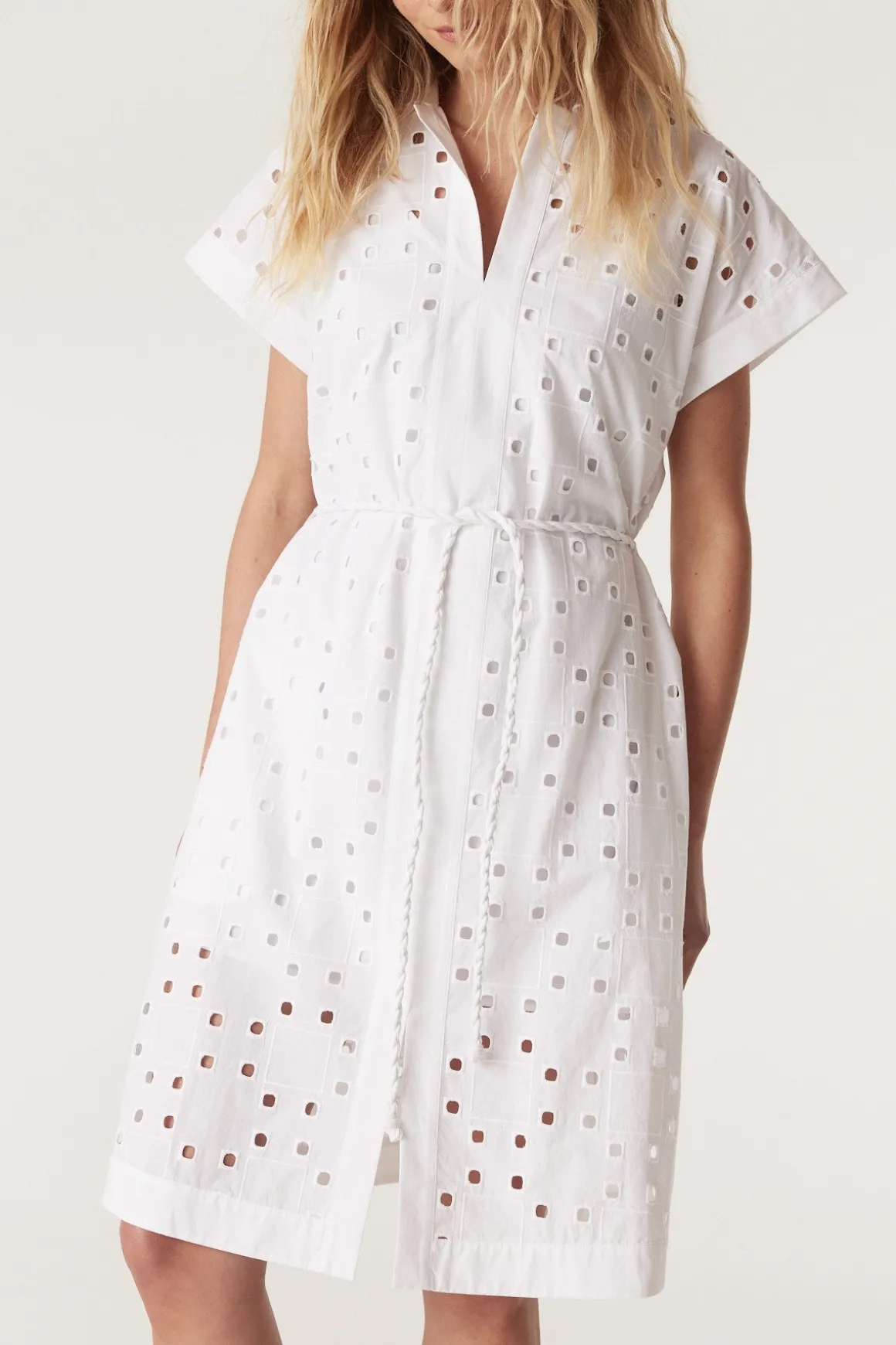 Ally Embroidered Dress - White