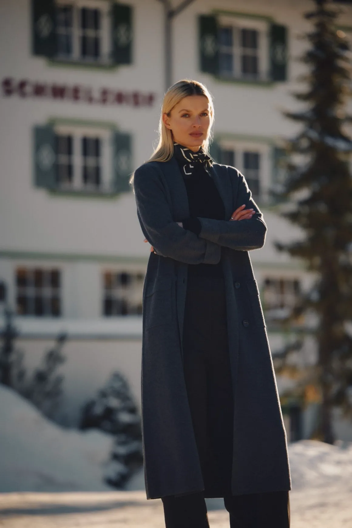Ava Merino Knit Coat - Charcoal