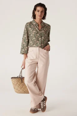 Avalon Relaxed Blouse - Green Blush Print
