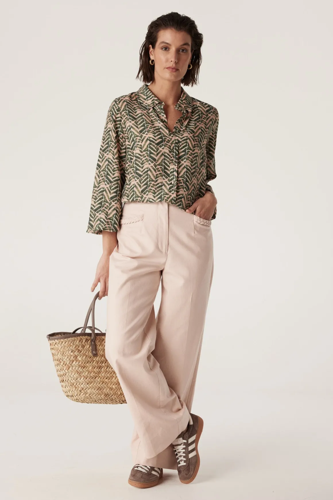 Avalon Relaxed Blouse - Green Blush Print