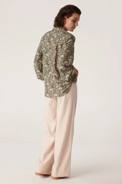 Avalon Relaxed Blouse - Green Blush Print