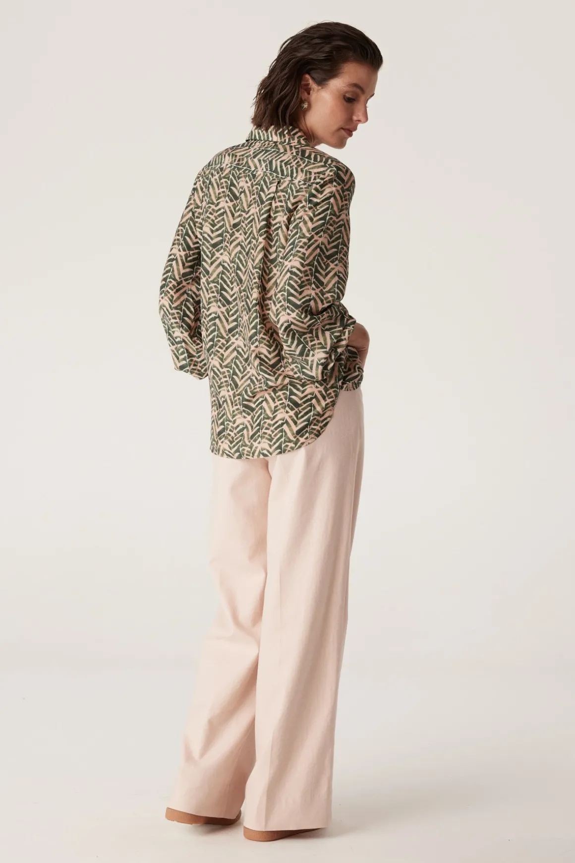 Avalon Relaxed Blouse - Green Blush Print