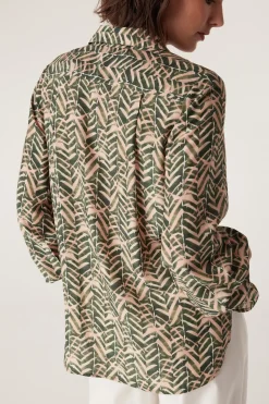 Avalon Relaxed Blouse - Green Blush Print