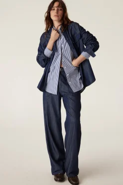Boyfriend Shirt - Navy Stripe