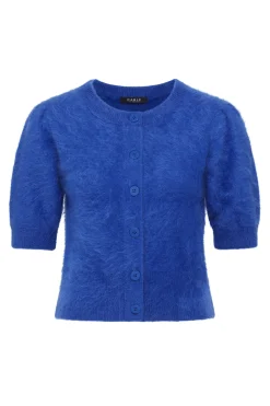 Brushed Pure Cashmere Cardigan - Sapphire Blue