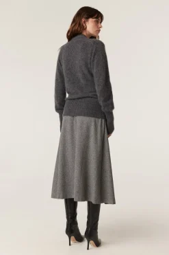 Brushed Pure Cashmere Jumper - Charcoal