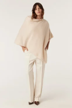 Brushed Pure Cashmere Poncho - Fawn