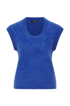 Brushed Pure Cashmere Top - Sapphire Blue