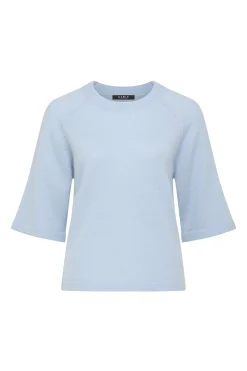 Brushed Pure Cashmere Top - Pale Blue
