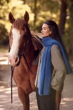 Brushed Pure Cashmere Wrap - Sapphire Blue
