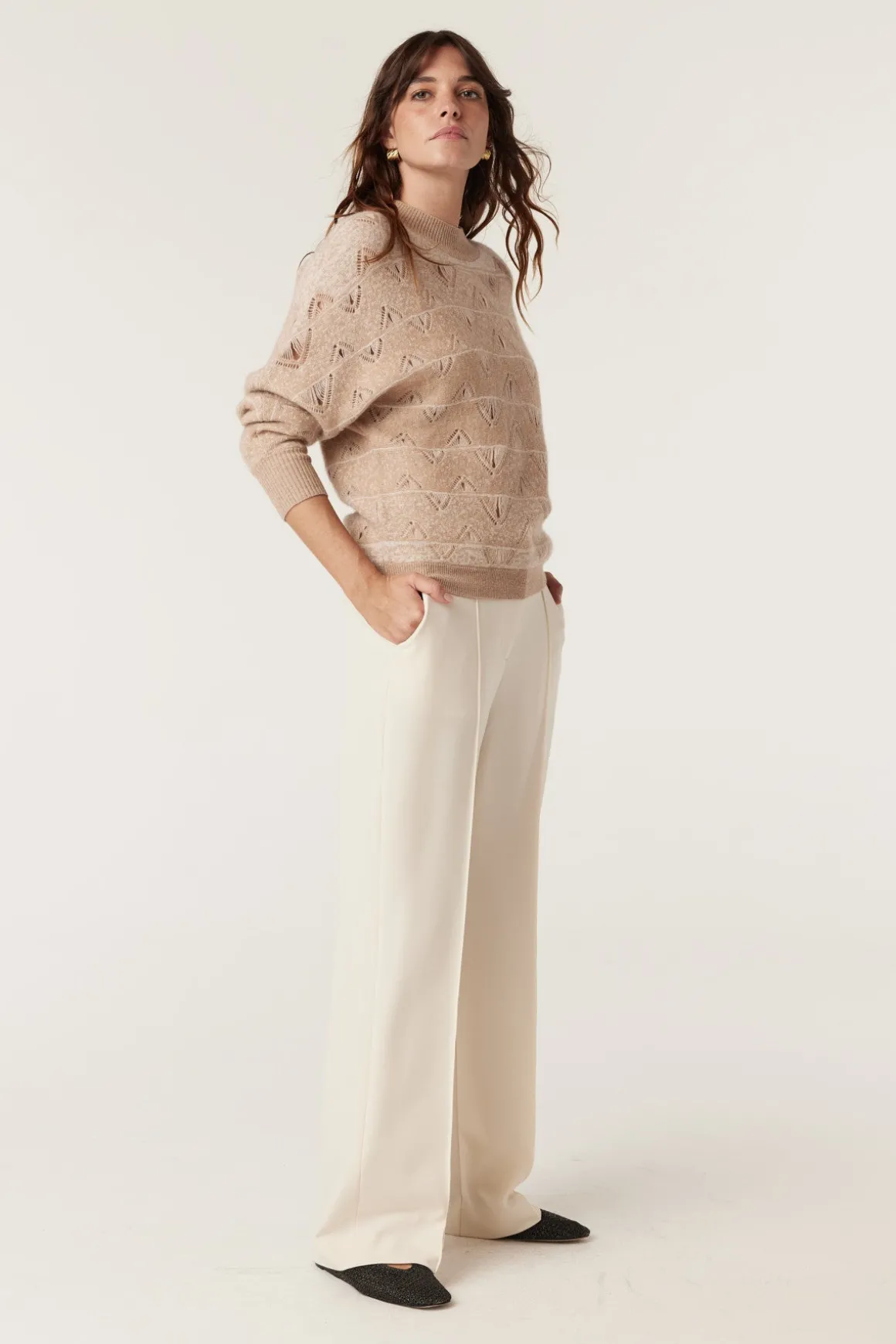 Cashwool Batwing Jumper - Latte