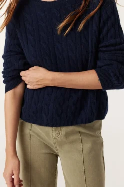 Cashwool Cable Crew Jumper - Navy