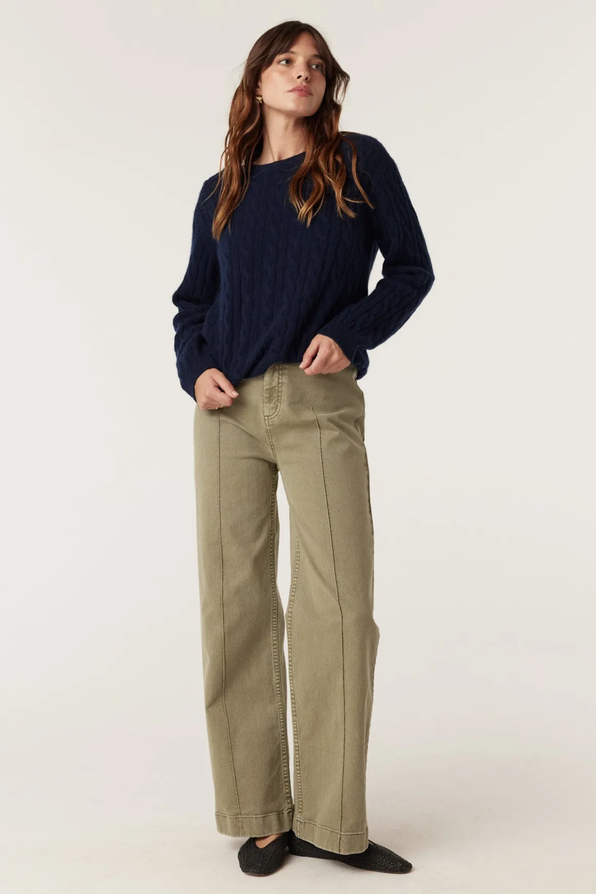 Cashwool Cable Crew Jumper - Navy