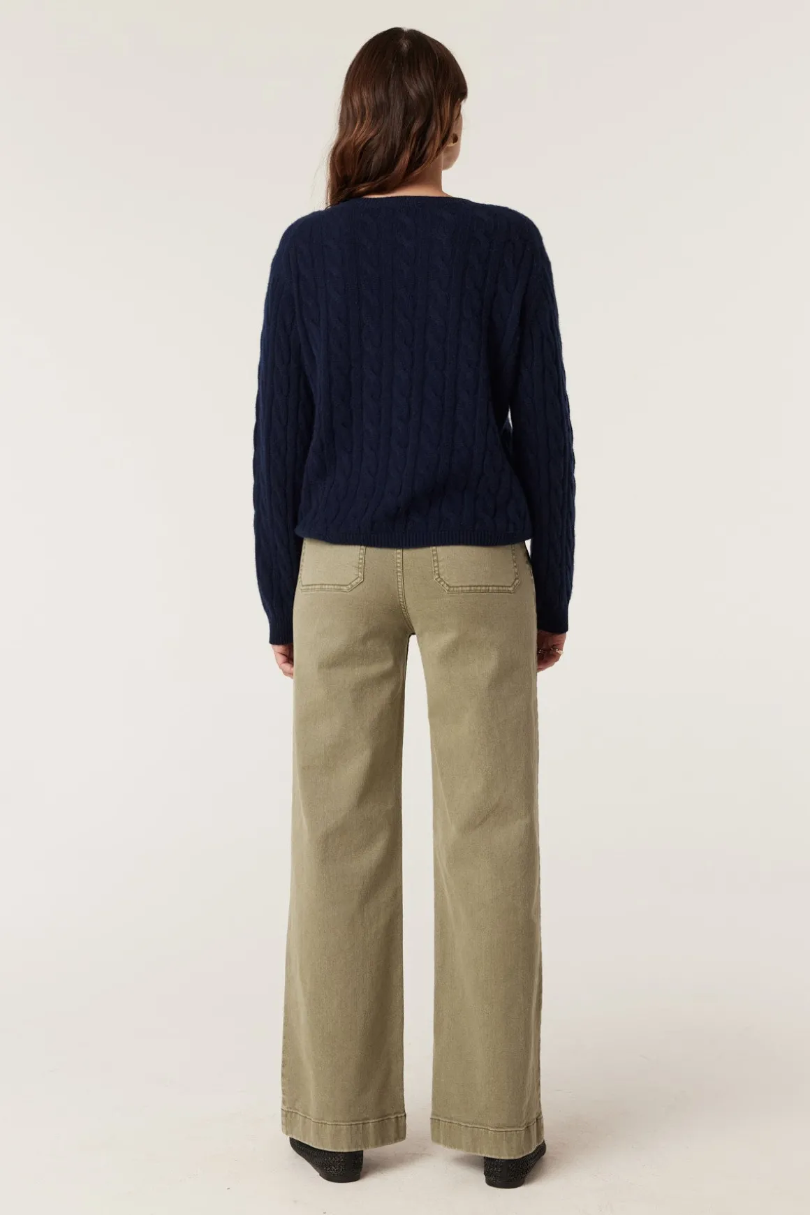 Cashwool Cable Crew Jumper - Navy