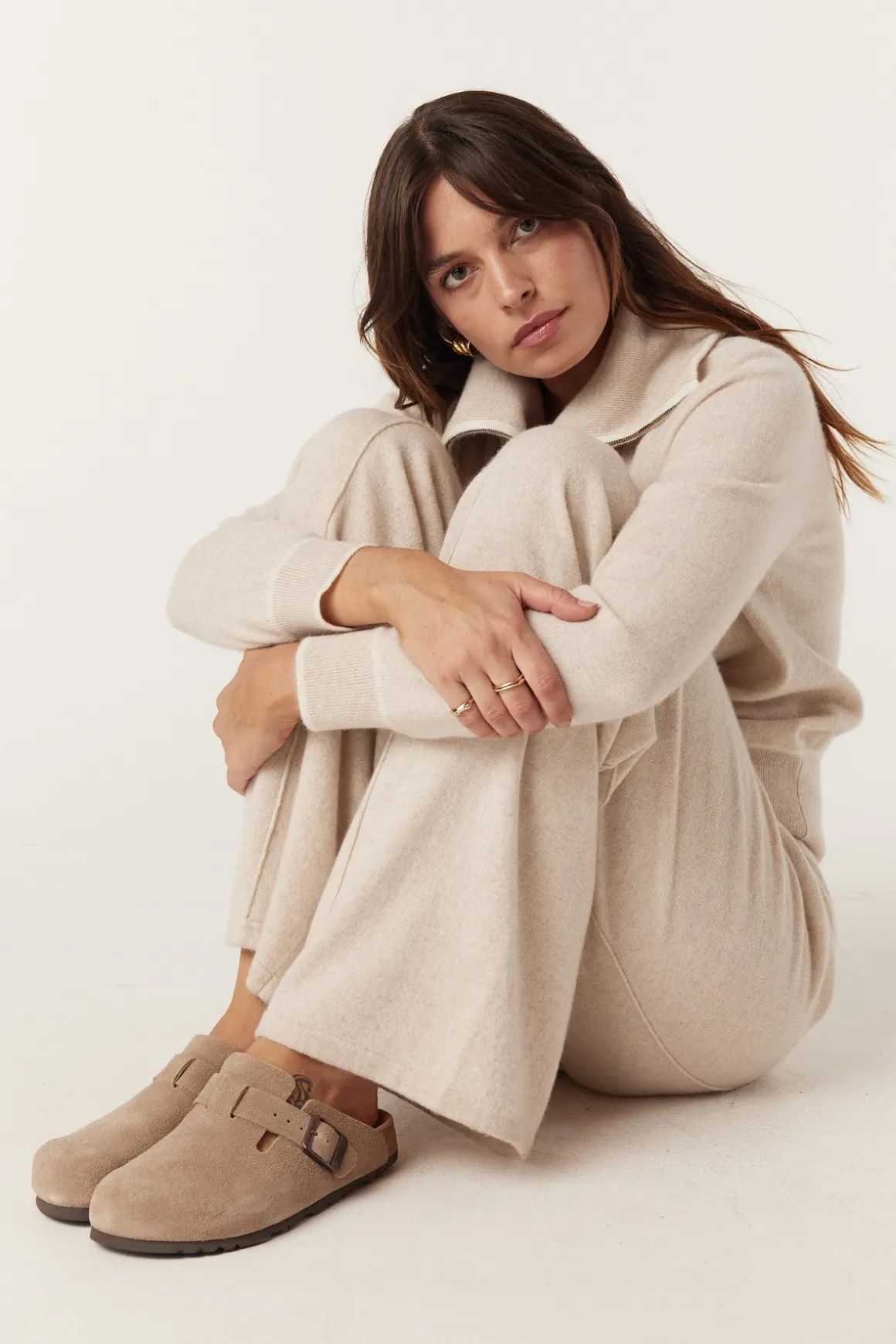 Cashwool Track Jumper - Oatmeal