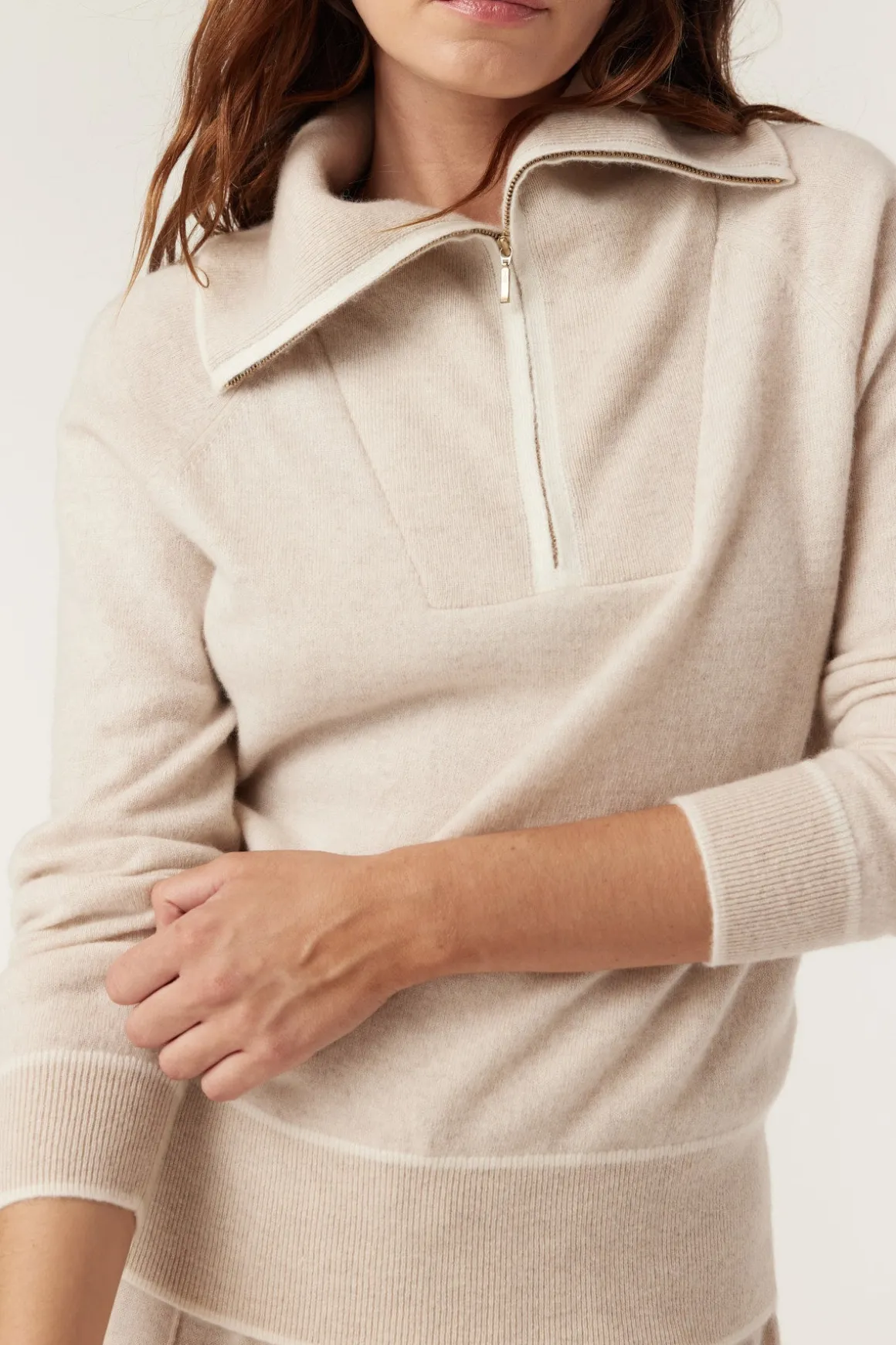 Cashwool Track Jumper - Oatmeal