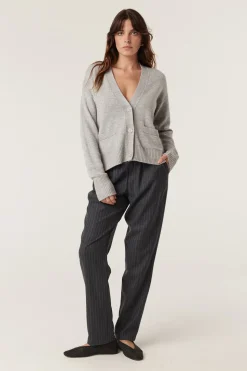 Cashwool V Cardigan - Grey Marle