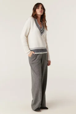 Cashwool Varsity Jumper - Milk