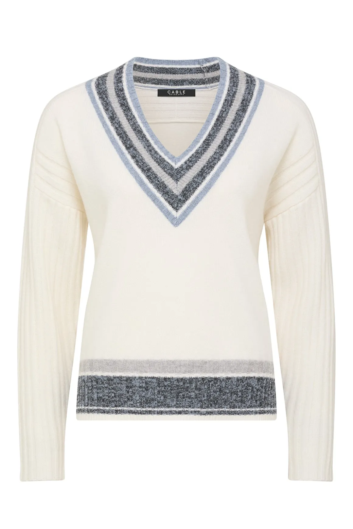 Cashwool Varsity Jumper - Milk