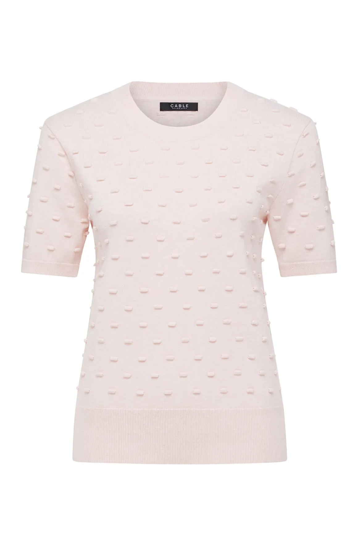 Cotton Cashmere Bobble Tee - Pink