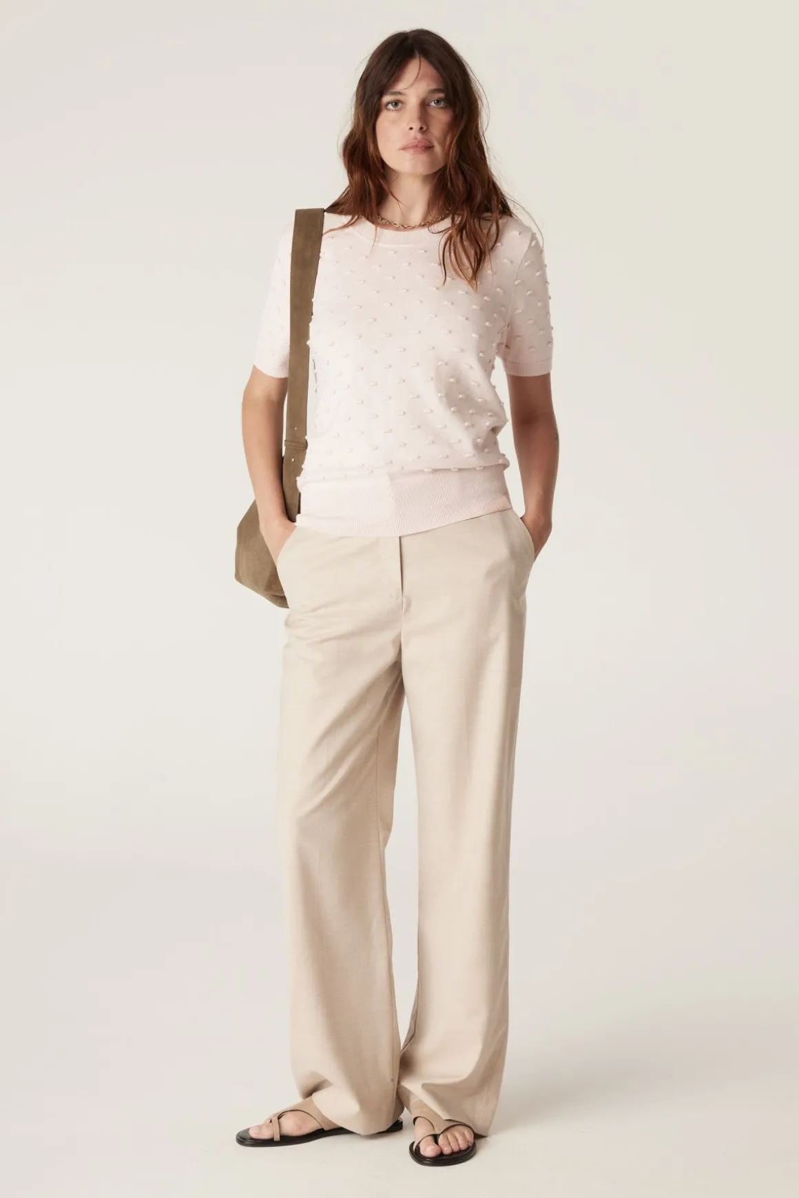 Cotton Cashmere Bobble Tee - Pink