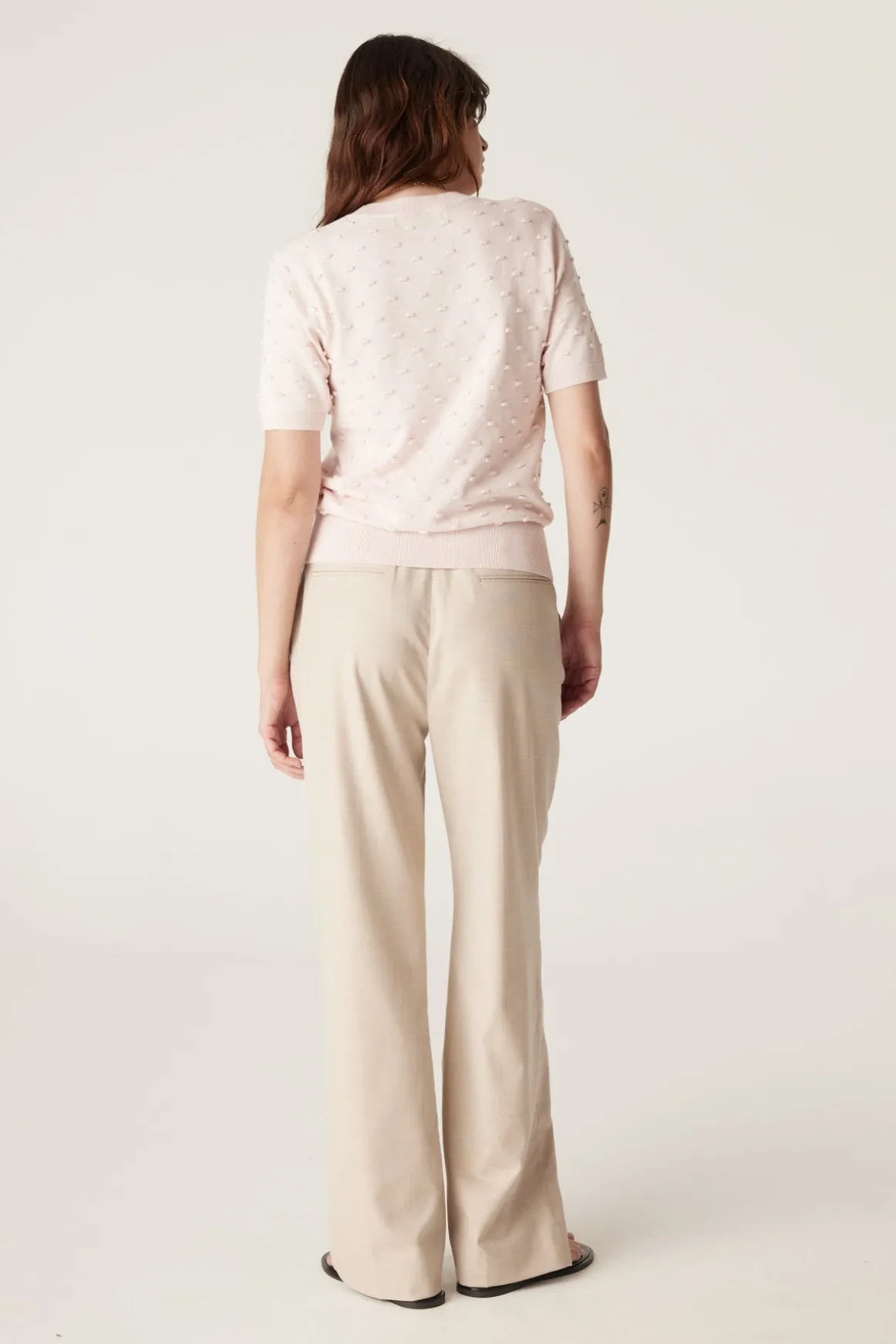 Cotton Cashmere Bobble Tee - Pink