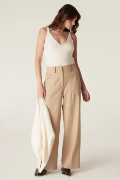 Evie Wide Leg Pant - Light Camel
