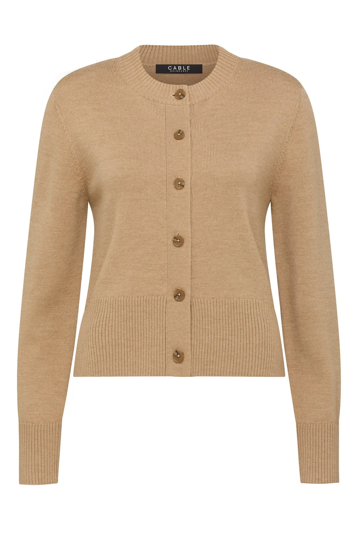 Harriet Merino Cardigan - Camel