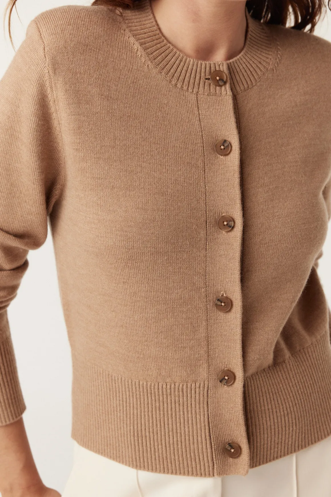 Harriet Merino Cardigan - Camel