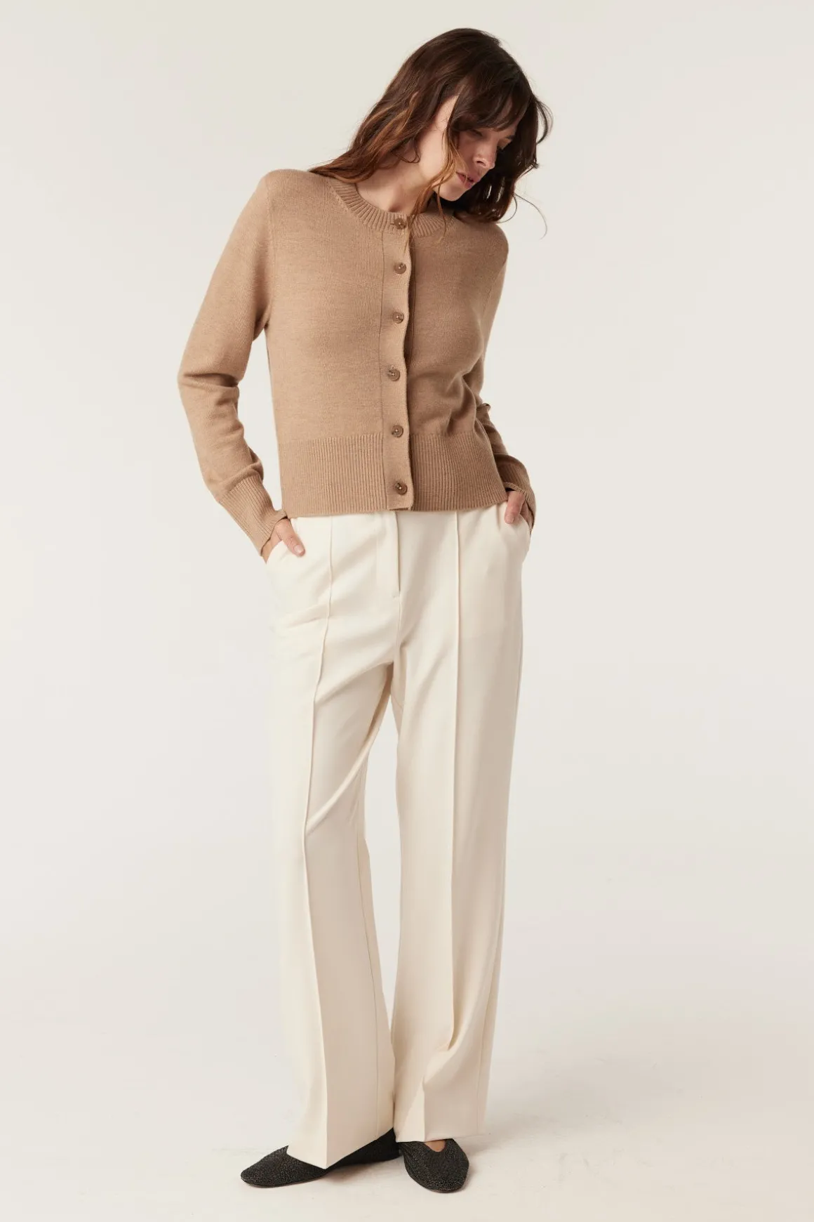 Harriet Merino Cardigan - Camel