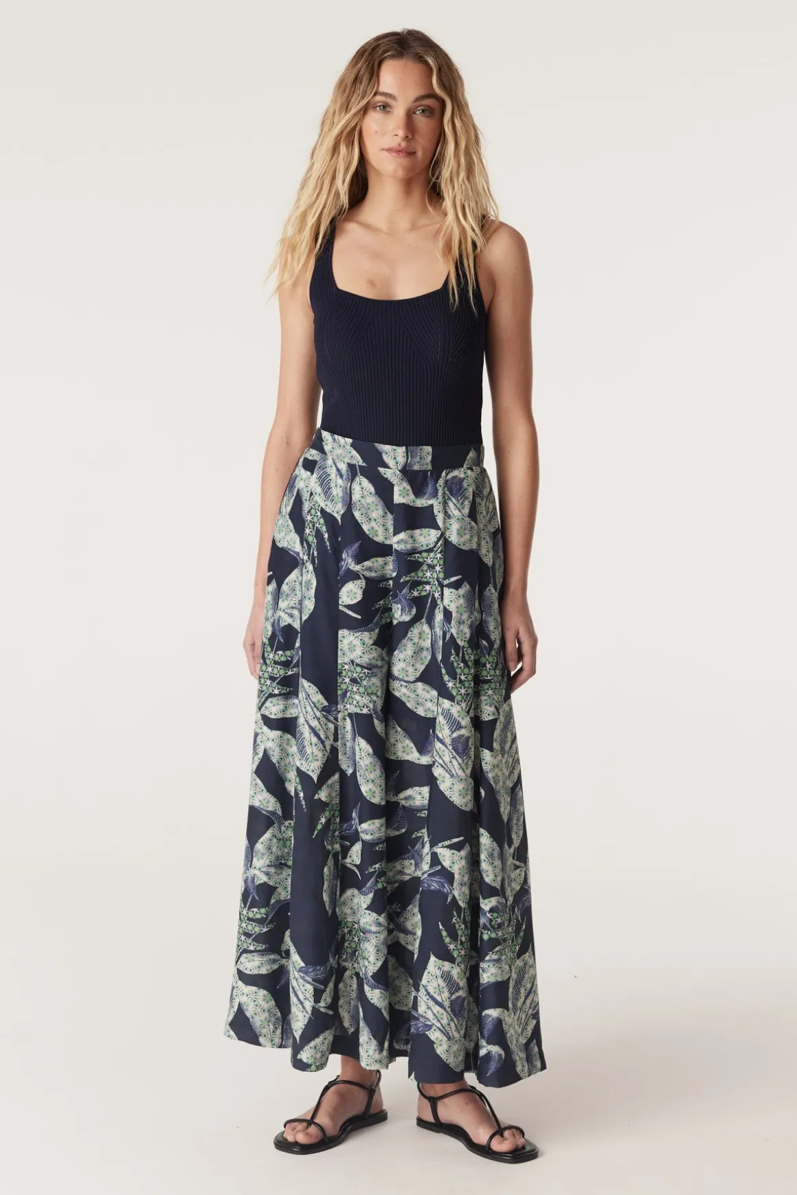 Havana Wide Leg Pant - Navy Floral