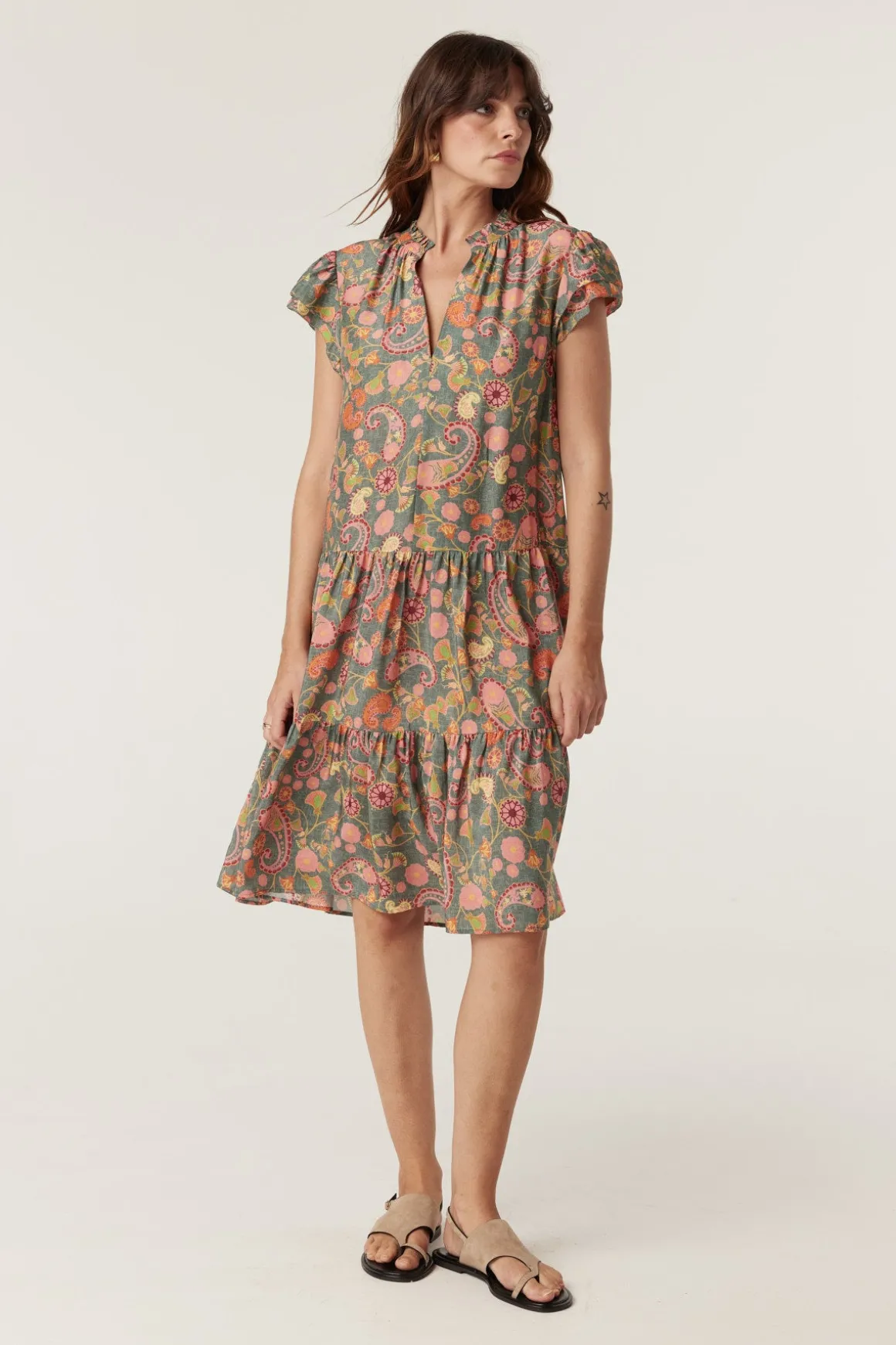 Laura Frill Dress - Paisley