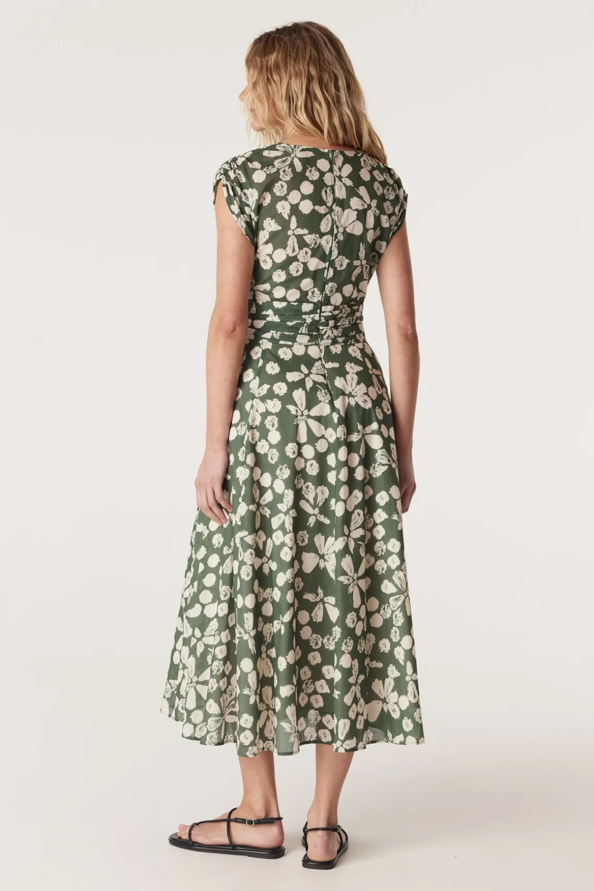 Layla Midi Dress - Khaki Floral