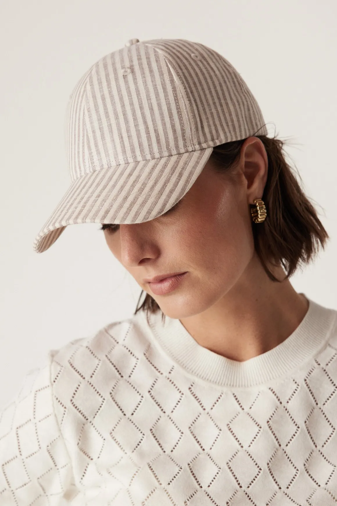 Linen Cap - Natural Stripe