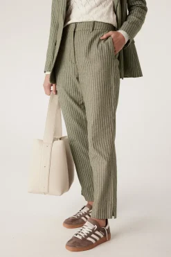 Mosman Pinstripe Pant - Sage Green Pinstripe