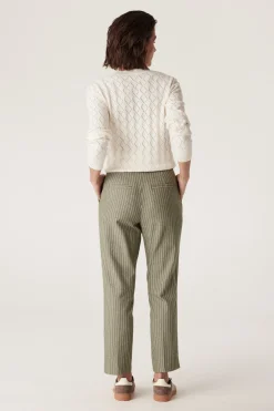 Mosman Pinstripe Pant - Sage Green Pinstripe