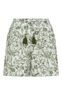 Oasis Linen Short - Palm Print