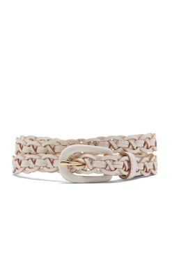 Plaited Skinny Belt - White