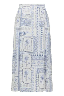 Seychelles Linen Skirt - Mermaid Print