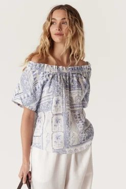 Seychelles Linen Top - Mermaid Print