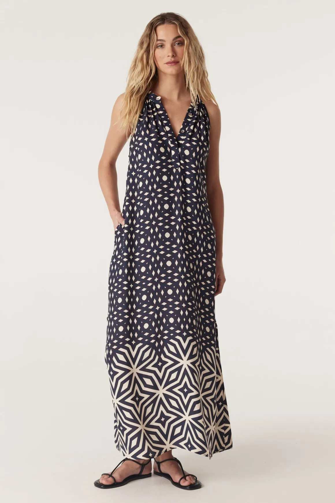 Temple Halter Neck Dress - Mosaic Print