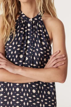 Temple Halter Neck Dress - Mosaic Print