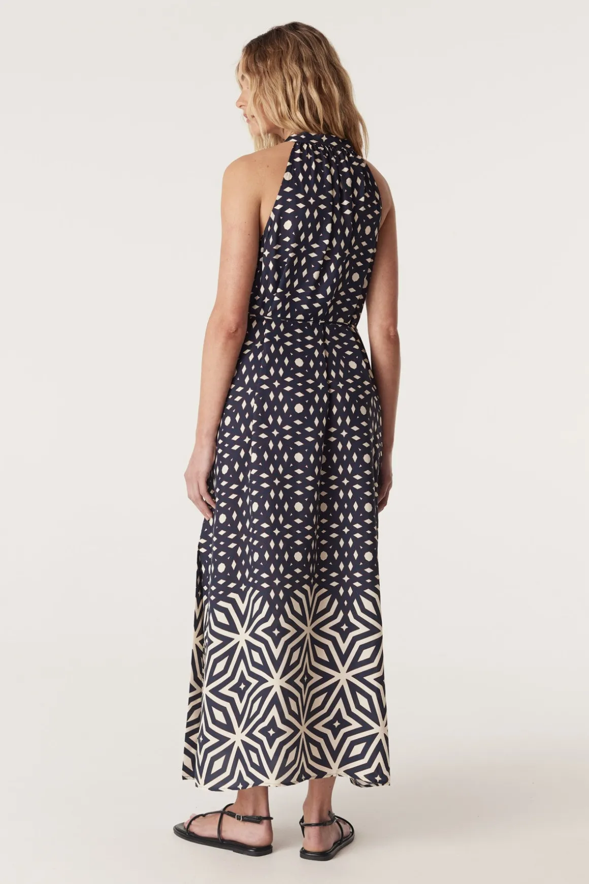 Temple Halter Neck Dress - Mosaic Print