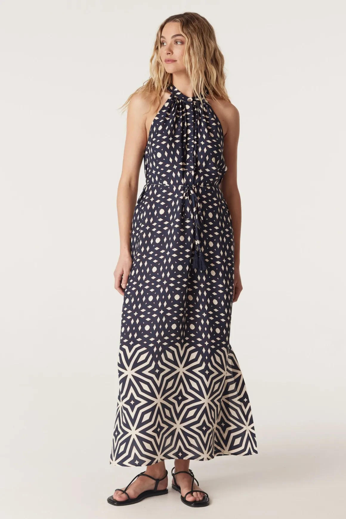 Temple Halter Neck Dress - Mosaic Print