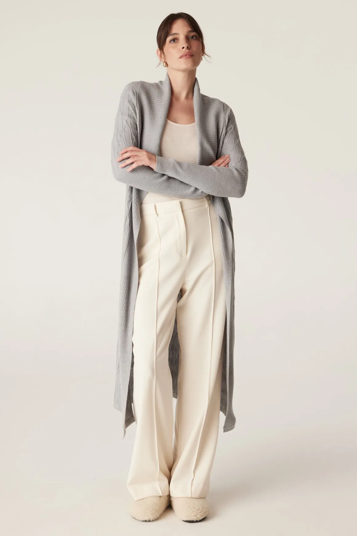 The Beaumont Merino Cardigan - Grey Marle