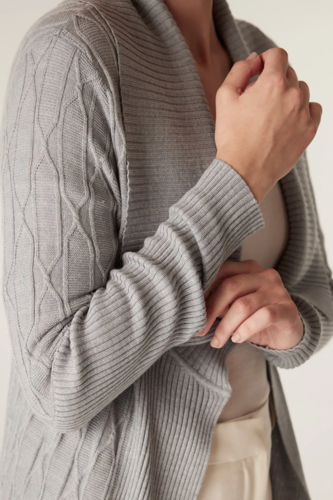 The Beaumont Merino Cardigan - Grey Marle