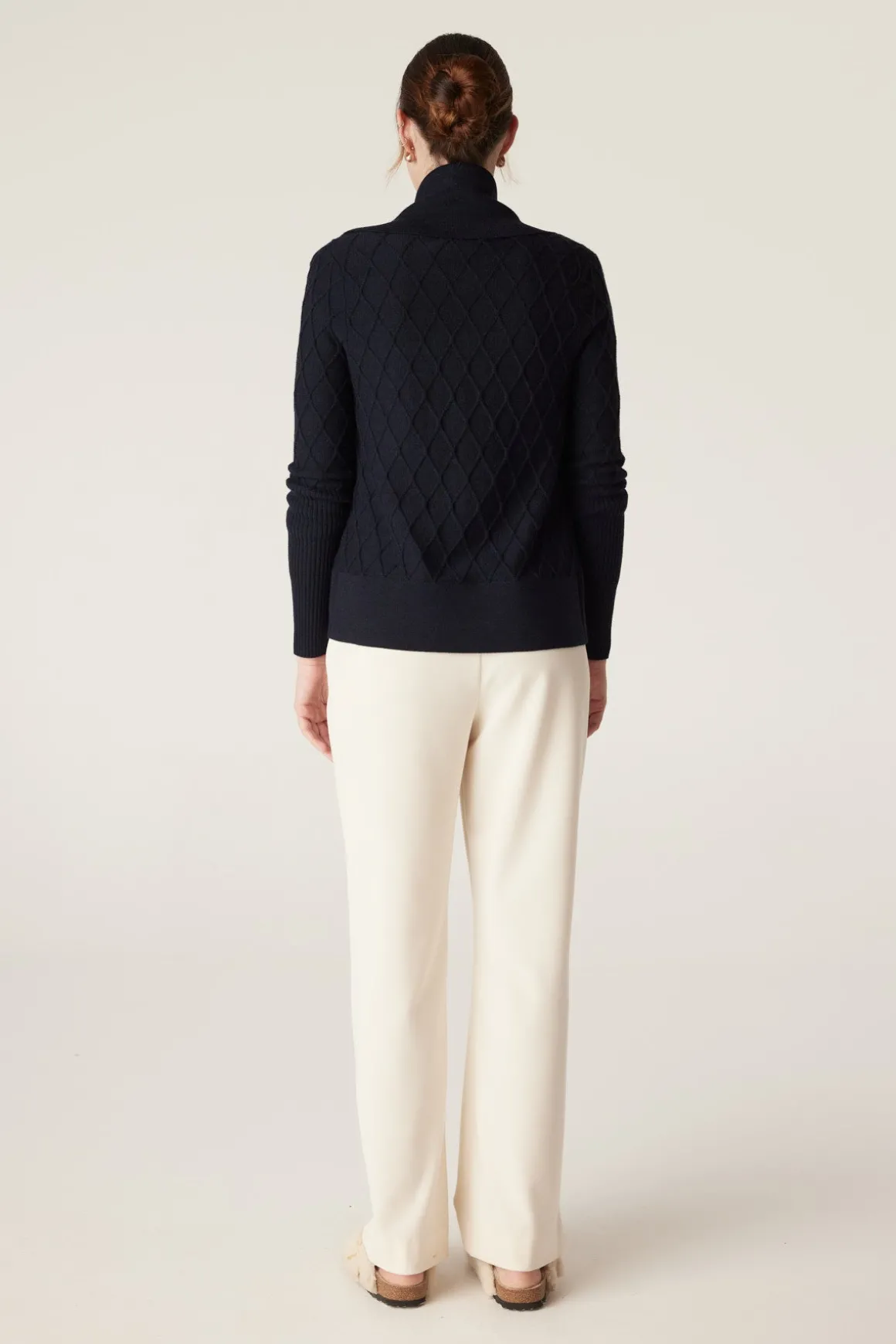 The Elizabeth Merino Cardigan - Midnight Navy